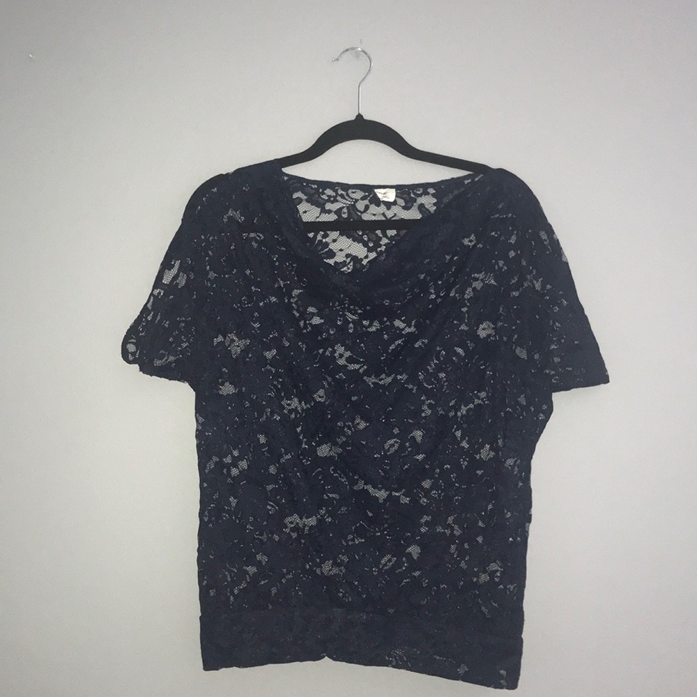 EXPRESS Navy Blue Floral Lace Top